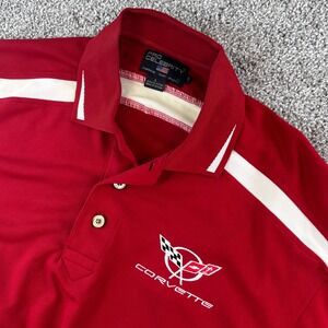 Pro Celebrity Corvette Polo Shirt Mens Large Red Racing Sport Golf Summer READ